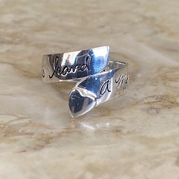 925 Sterling Silver Mother & Child Inspirational Quote Ring - Picture 1 of 6